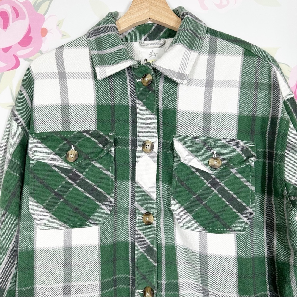 Aerie Offline Green Plaid Flannel Women's Shirt Jacket S - Picture 4 of 9